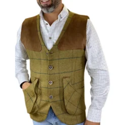 Tweed Shooting Vest -Salti Clothing Shop pasion morena tweed shooting vest 2